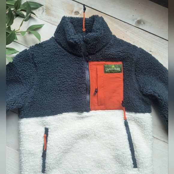 Lake & Trail Toddler Boy Sherpa Lined Sweater Fleece Pullover Color-blocked XS 5 - Picture 2 of 5